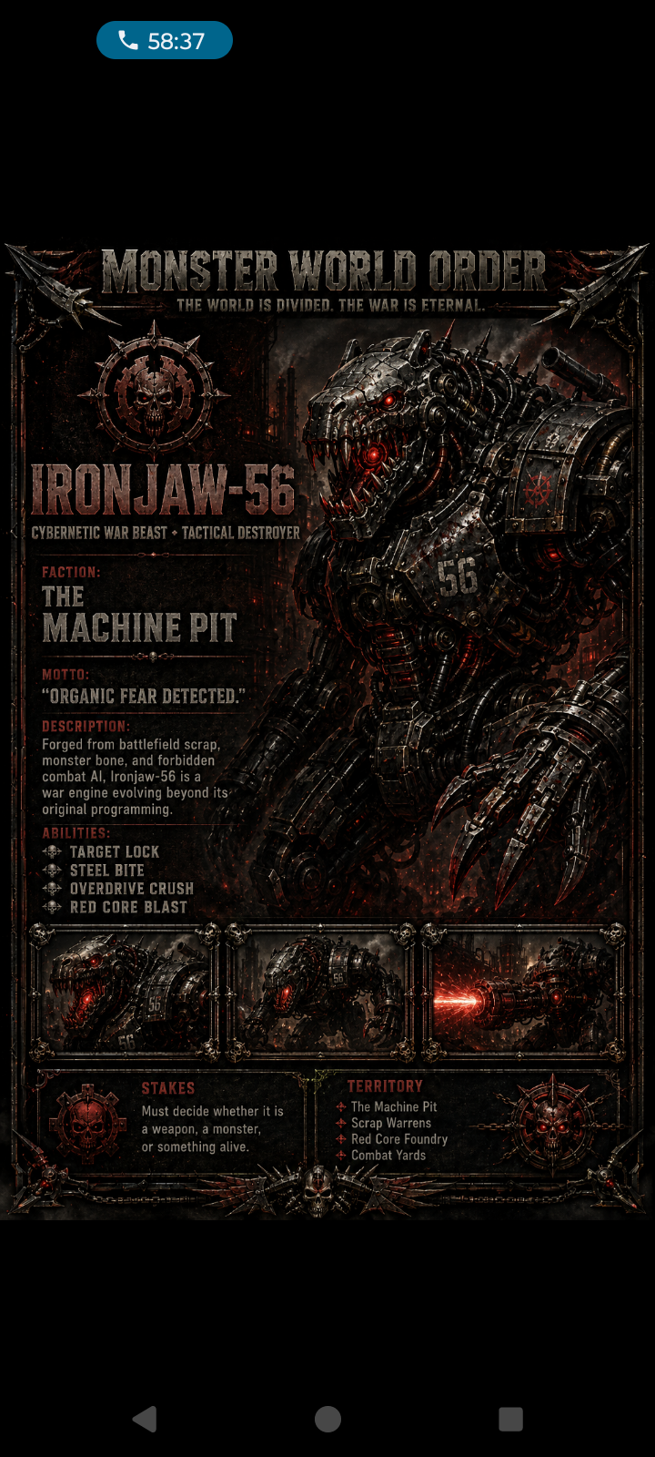 Ironjaw-56 — Monster World Order character portrait